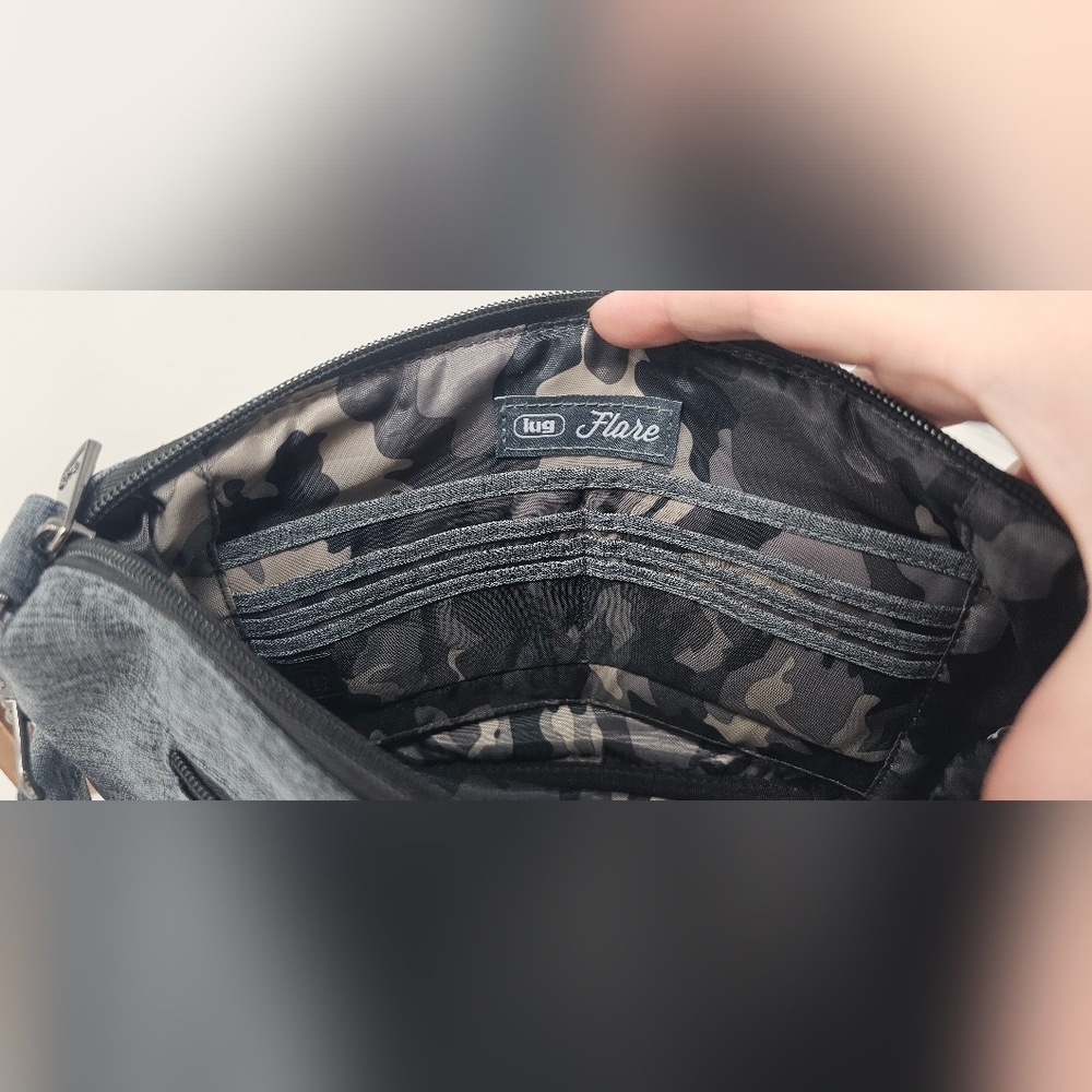 Lug Women's Flare Heather Gray Camo Interior Quilted RFID Crossbody Bag - Picture 10 of 16